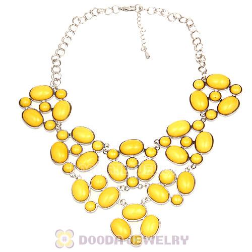 Retro Style Yellow Resin Gemstone Choker Bib Collar Necklaces Wholesale