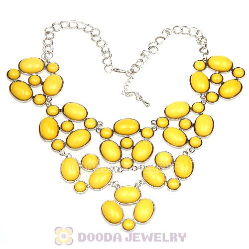 Retro Style Yellow Resin Gemstone Choker Bib Collar Necklaces Wholesale