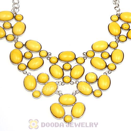 Retro Style Yellow Resin Gemstone Choker Bib Collar Necklaces Wholesale