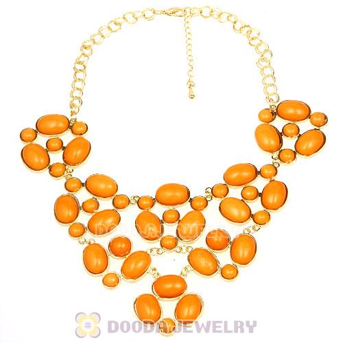 Retro Style Yolk Yellow Resin Gemstone Choker Bib Collar Necklaces Wholesale