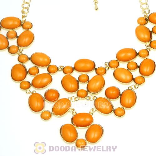 Retro Style Yolk Yellow Resin Gemstone Choker Bib Collar Necklaces Wholesale