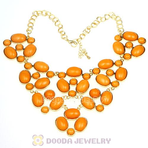 Retro Style Yolk Yellow Resin Gemstone Choker Bib Collar Necklaces Wholesale