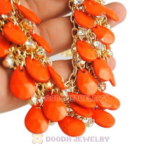 Multilayers Cascade Orange Resin Teardrop Bib Necklaces Wholesale