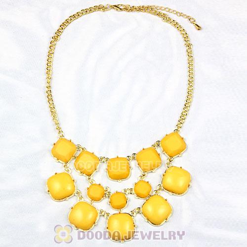Yellow Resin Trio Marzipan Bib Necklaces Wholesale