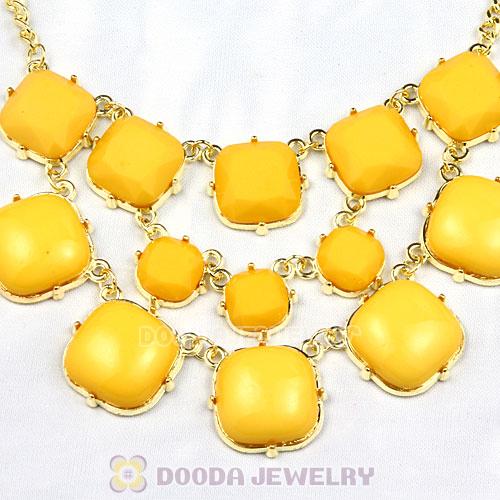 Yellow Resin Trio Marzipan Bib Necklaces Wholesale