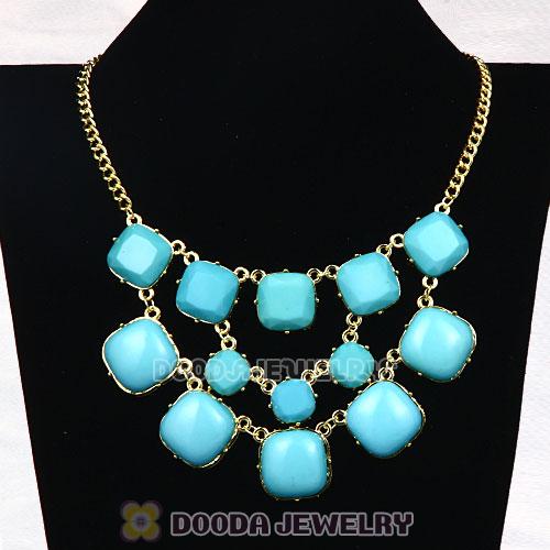 Turquoise Resin Trio Marzipan Bib Necklaces Wholesale