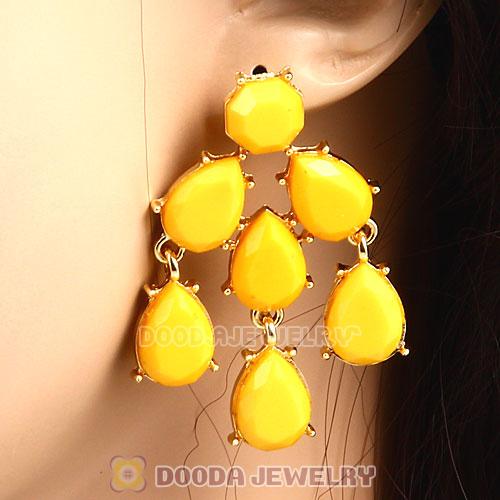 Fashion Yellow Resin Drop Chandelier Bubble Earrings Wholesale