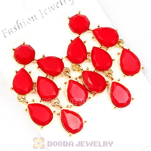 Fashion Red Coral Resin Chandelier Bubble Earrings Wholesale