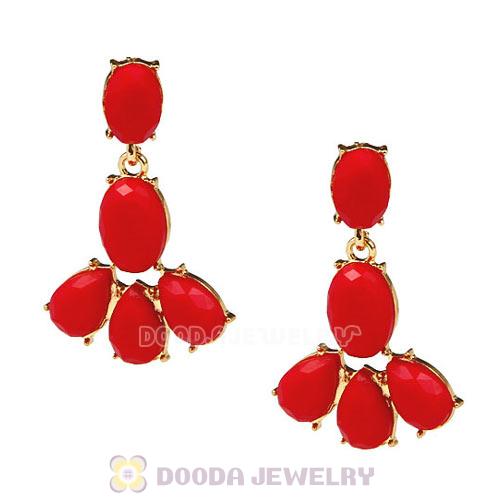 Fashion Red Coral Resin Plaza Athenee Chandelier Drop Earrings Wholesale