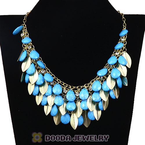 Gold Leaves Chunky Multi Layers Bubble Bib Statement Necklace Wholesale
