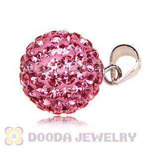 Sterling Silver 12mm Pave Pink Czech Crystal Pendants Wholesale