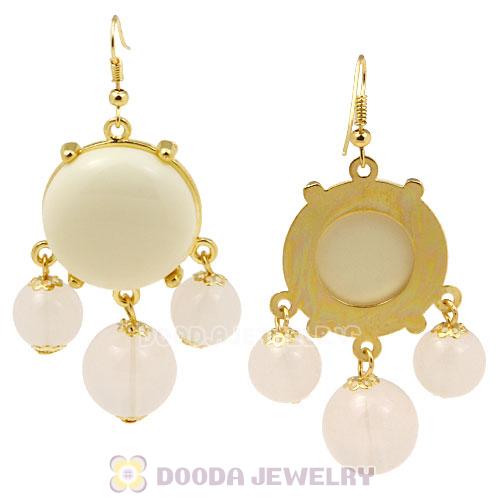 Fashion Gold Plated Cream Resin Bubble Earrings Wholesale