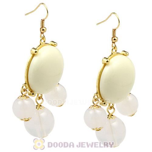 Fashion Gold Plated Cream Resin Bubble Earrings Wholesale