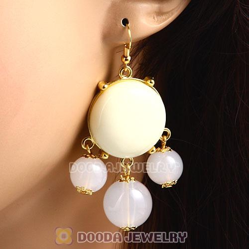 Fashion Gold Plated Cream Resin Bubble Earrings Wholesale