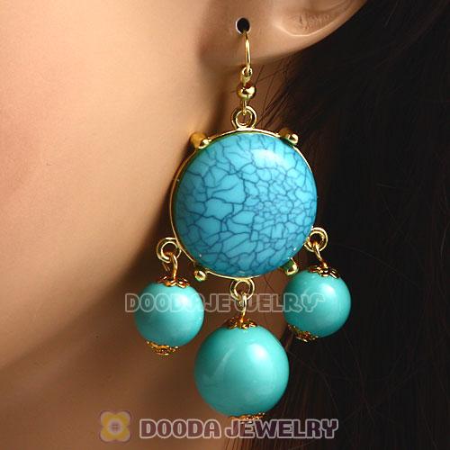 Fashion Gold Plated Turquoise Bubble Earrings Wholesale