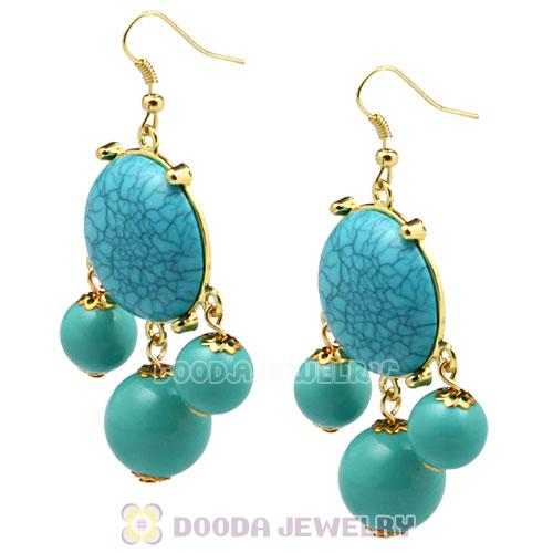 Fashion Gold Plated Turquoise Bubble Earrings Wholesale