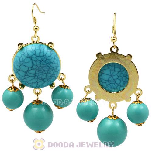 Fashion Gold Plated Turquoise Bubble Earrings Wholesale