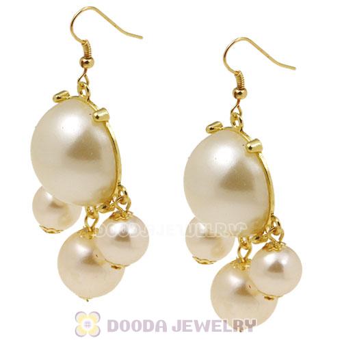 Fashion Gold Plated Cream Pearl Bubble Earrings Wholesale