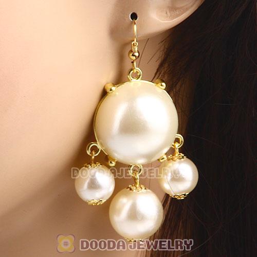 Fashion Gold Plated Cream Pearl Bubble Earrings Wholesale
