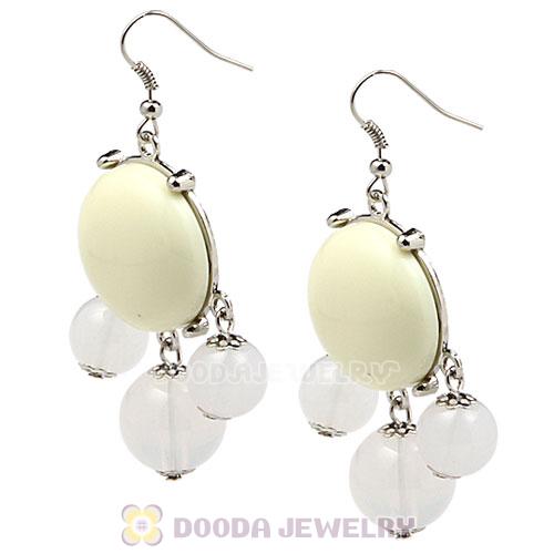 Fashion Silver Plated Cream Resin Bubble Earrings Wholesale