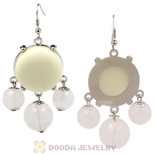 Fashion Silver Plated Cream Resin Bubble Earrings Wholesale