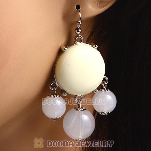 Fashion Silver Plated Cream Resin Bubble Earrings Wholesale