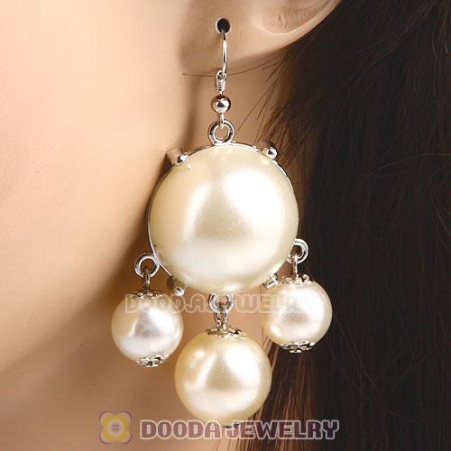 Fashion Silver Plated Cream Pearl Bubble Earrings Wholesale