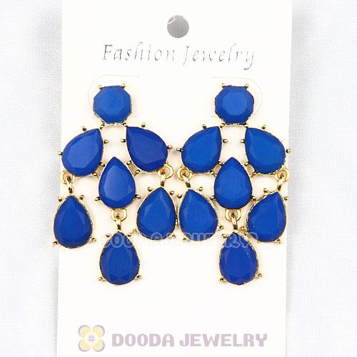 Fashion Dark Blue Resin Drop Chandelier Bubble Earrings Wholesale