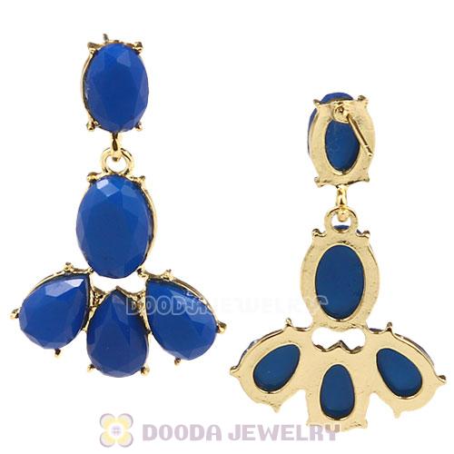 Fashion Dark Blue Resin Plaza Athenee Chandelier Drop Earrings Wholesale