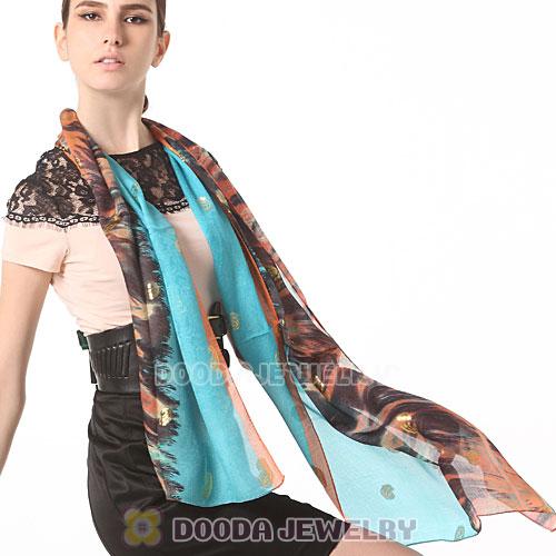 Fashion Office Lady Silk Scarf Textile Printing Pashmina Scarves Shawls