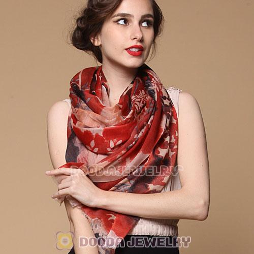 Urban Retro Modal Wool Scarf Flower Pattern Pashmina Shawl Scarves