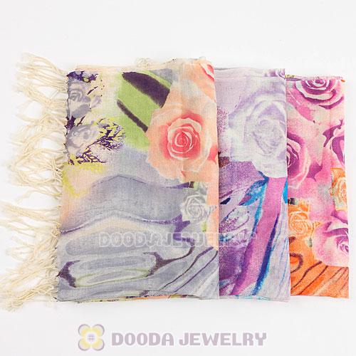 Urban Retro Textile Printing Wool Scarf Infinity Tassel Pashmina Shawl Scarves