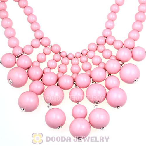 2012 New Fashion Cascade Pink Bauble Bib Necklace Wholesale