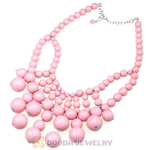 2012 New Fashion Cascade Pink Bauble Bib Necklace Wholesale