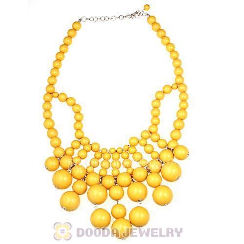 2012 New Fashion Cascade Yellow Bauble Bib Necklace Wholesale