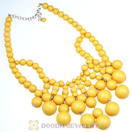 2012 New Fashion Cascade Yellow Bauble Bib Necklace Wholesale