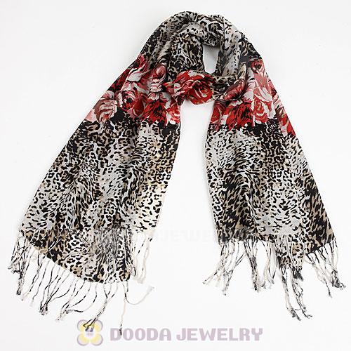 Urban Retro Wool Leopard Scarf Infinity Tassel Pashmina Shawl Scarves