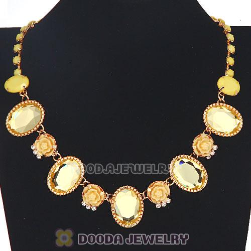Yellow Resin Crystal Rose Flower Bubble Choker Bib Necklaces Wholesale