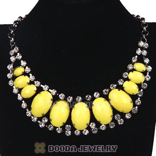 Ladies Chunky Resin Rhinestone Crystal Bib Necklaces Wholesale