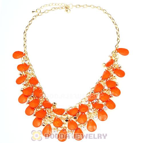 Multilayers Cascade Orange Resin Teardrop Bib Necklaces Wholesale