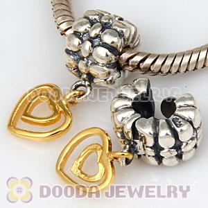 Sterling Silver European Gold Heart Of Hearts Dangle Clip Wholesale