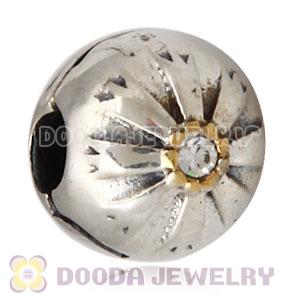 Sterling Silver European Friendship Flower Clip With Cubic Zirconic Wholesale