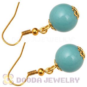 Fashion Gold Plated Hoop Plastic Turquoise Bubble Earrings Wholesale