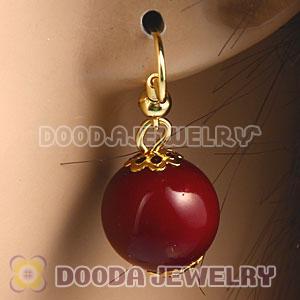 Fashion Gold Plated Claret Hoop Plastic Bubble Earrings Wholesale