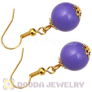 Fashion Gold Plated Lavender Hoop Plastic Bubble Earrings Wholesale