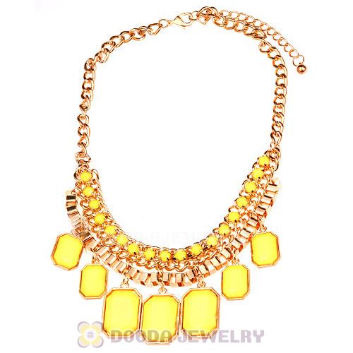 Chunky Resin Diamond Choker Yellow Bib Necklaces Wholesale