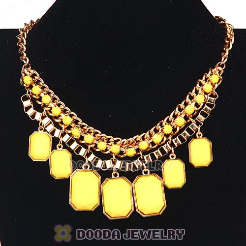 Chunky Yellow Resin Diamond Choker Bib Necklaces Wholesale