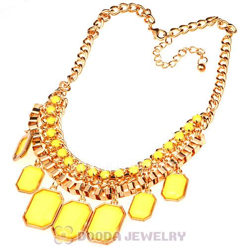 Chunky Resin Diamond Choker Yellow Bib Necklaces Wholesale