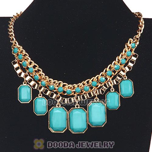 Chunky Turquoise Resin Diamond Choker Bib Necklaces Wholesale