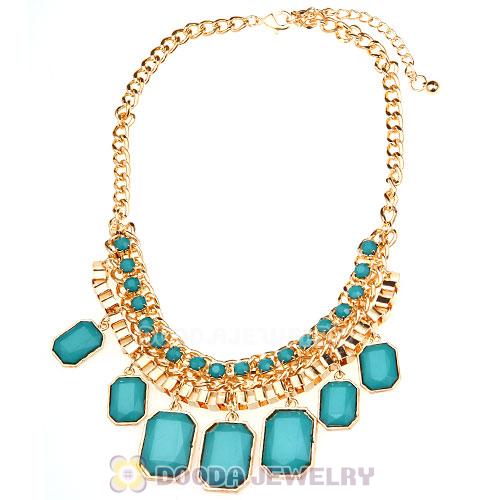 Chunky Turquoise Resin Diamond Choker Bib Necklaces Wholesale